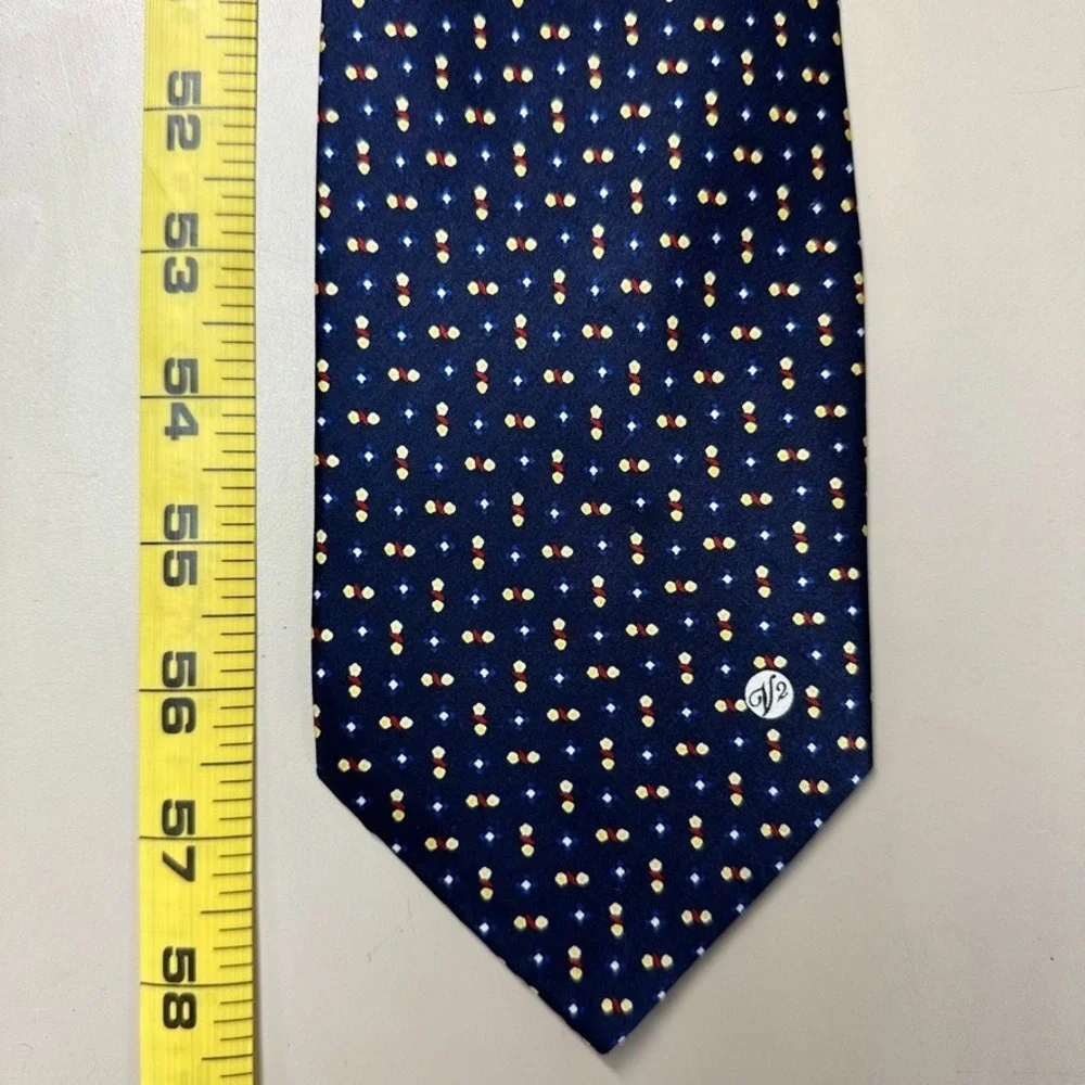 Versace Classic V2 Mens Silk Tie Navy Blue Geometric Medusa Logo Made in Italy
